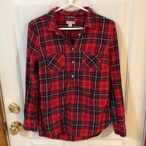 Merona red, navy and white flannel shirt (M)